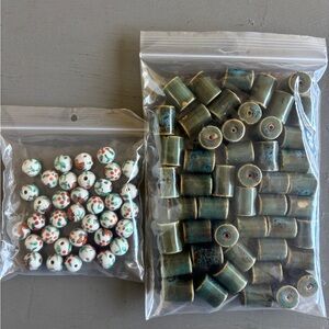 Mixed Ceramic Beads - Butterfly, Blue Raku